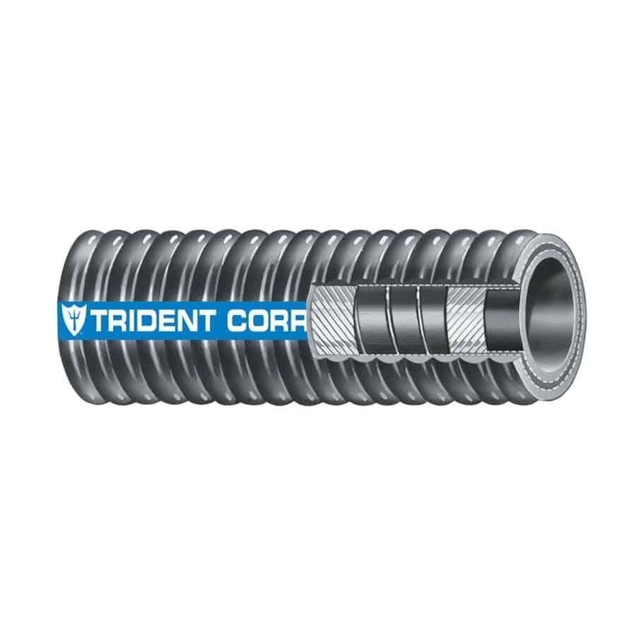 Trident Marine 252-1584 Trident Flex Corrugated Hardwall Exhaust Hose, 1-5/8" x 12.5'