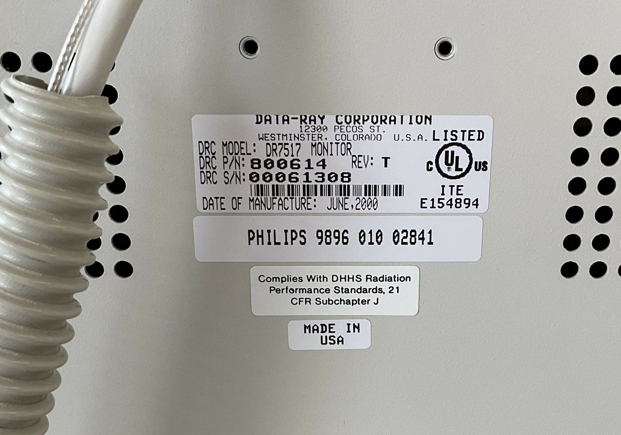 MONITOR DR7517 (9896 010 02841/800614 REV T) PHILIPS