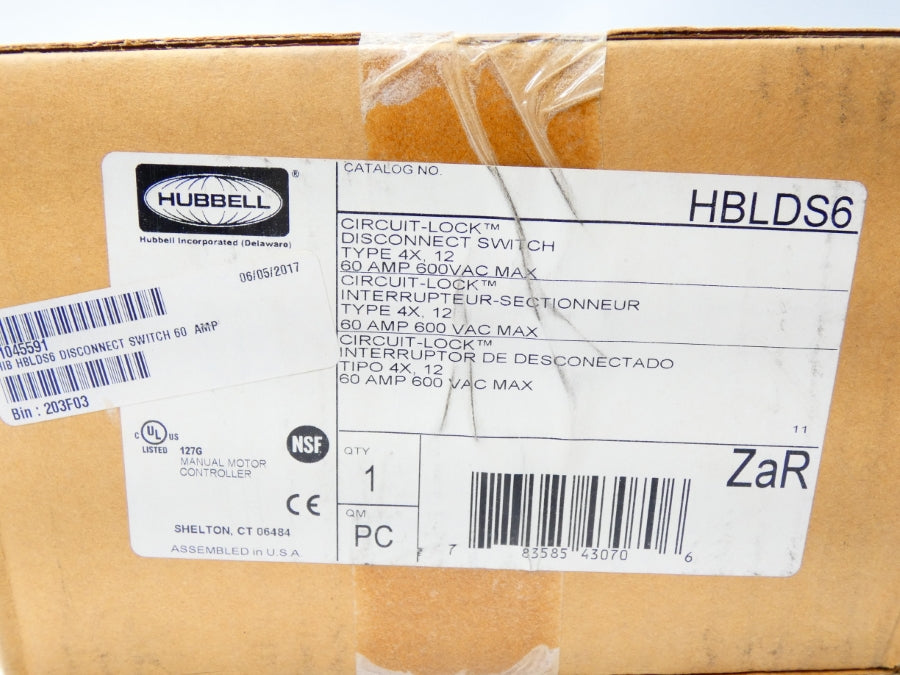 HUBBELL HBLDS6 600VAC 60A NSFS