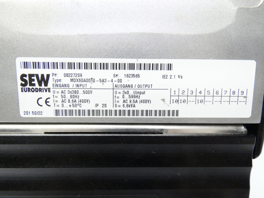 SEW EURODRIVE MDX61B0040-5A3-4-00 380-500V 8.6A (AS PICTURED) UNMP