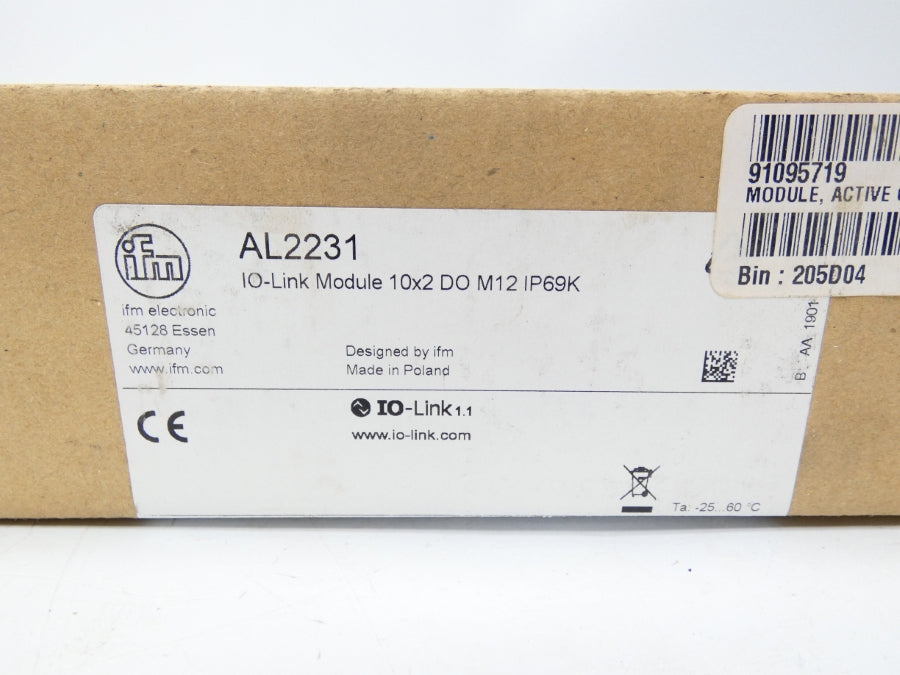 IFM EFECTOR AL2231 IO-LINKMODULE10X2DOM12IP69K 18-30V 1.8A NSMP