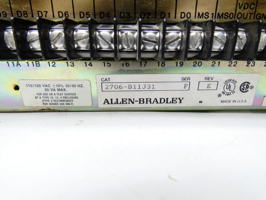 ALLEN BRADLEY 2706-B11J31 SER. F REV. E 110/120VAC UNMP