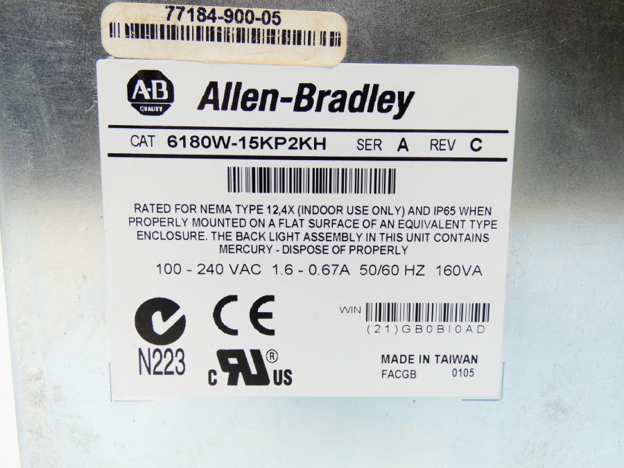 ALLEN BRADLEY 6180W-15KP2KH SER. A REV. C 100-240VAC 1.6-0.67A UNMP