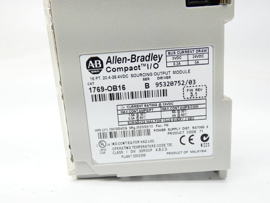 ALLEN BRADLEY 1769-OB16 SER. B F/W 3.1 VER. 03 24VDC 0.2A NSMP