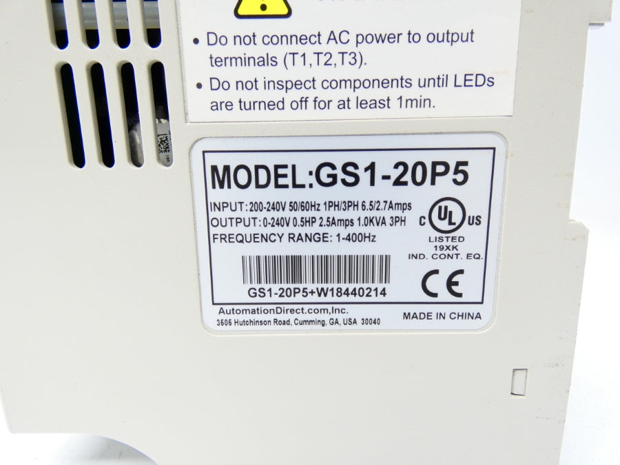 AUTOMATION DIRECT GS1-20P5 200-240V 6.5/2.7A NSNP