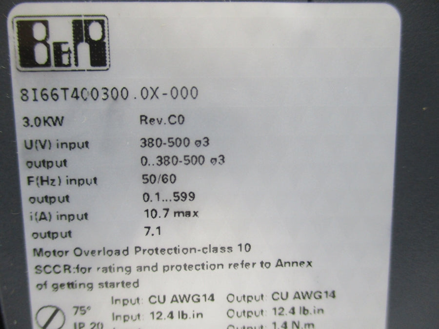 B&R AUTOMATION 8I66T400300.0X-000 380-500V 10.7A REV. C0 NSMP