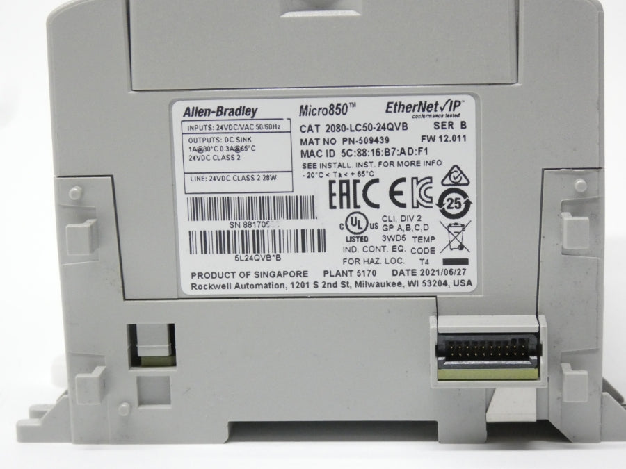 ALLEN BRADLEY 2080-LC50-24QVB SER. B F/W 12.011 24VDC/VAC 1A NSNP