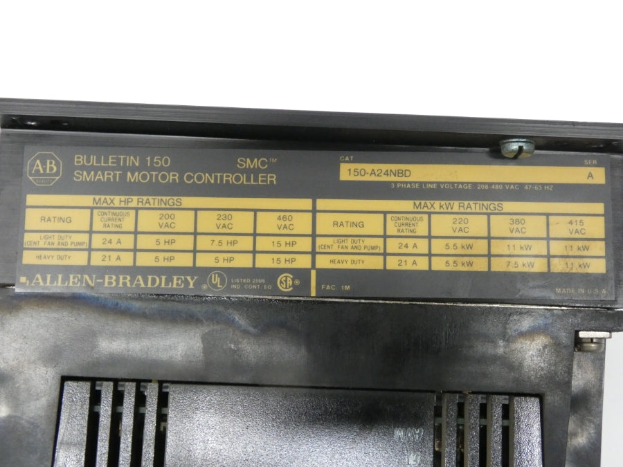 ALLEN BRADLEY 150-A24NBD SER. A 460VAC 24A (NO COVER) UNMP