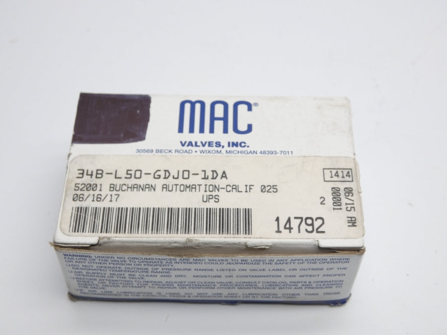 MAC 34B-L50-GDJ0-1DA 12VDC 120PSI NSMP