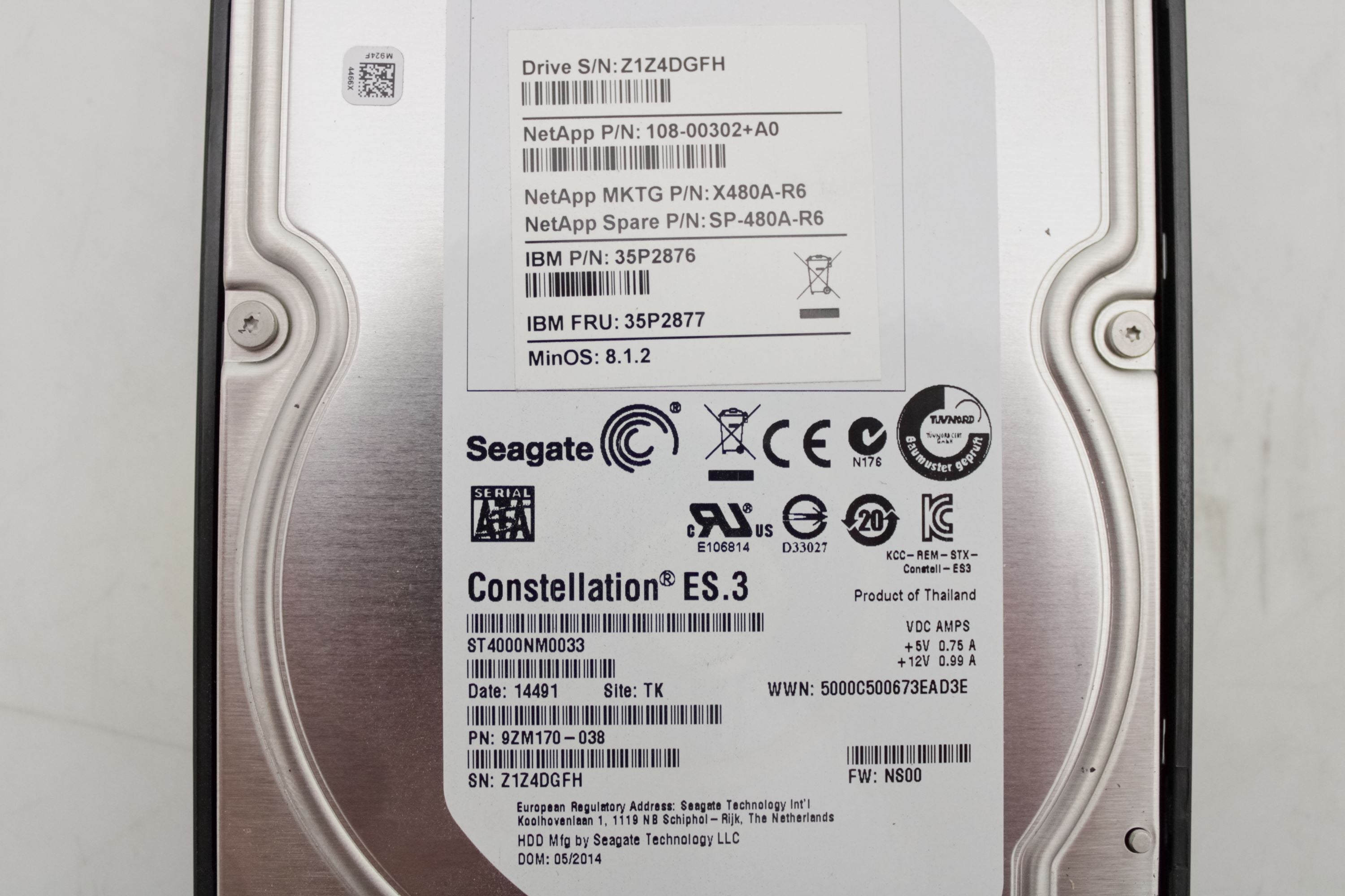 NetApp X480A-R6_x24 8TB (2X4TB) 3.5" SATA 7.2K HDD
