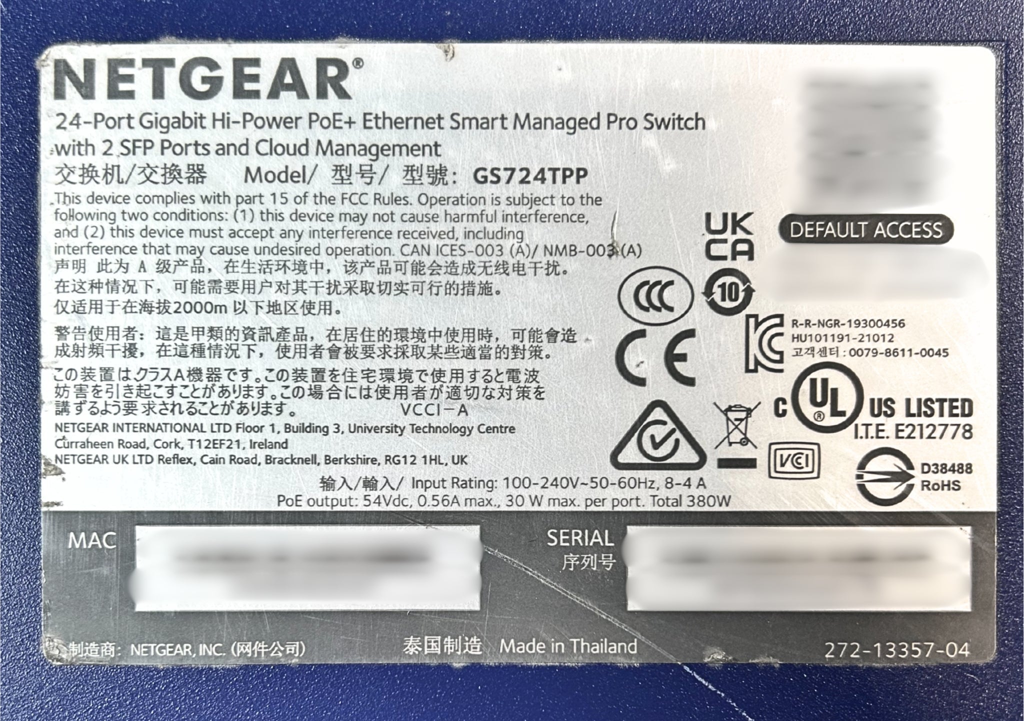 NETGEAR GS724TPP NetGear 24-Port GE PoE plus Managed Smart Switch
