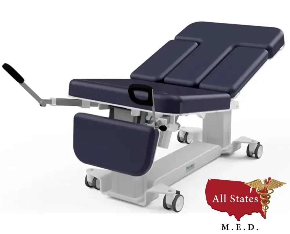 Oakworks 86101 Power Hi-Lo Multi-Specialty Ultrasound Imaging Table w/ Adjustable Back, Drop Section, Stirrups & Casters. Central Base Lock, Foot Control