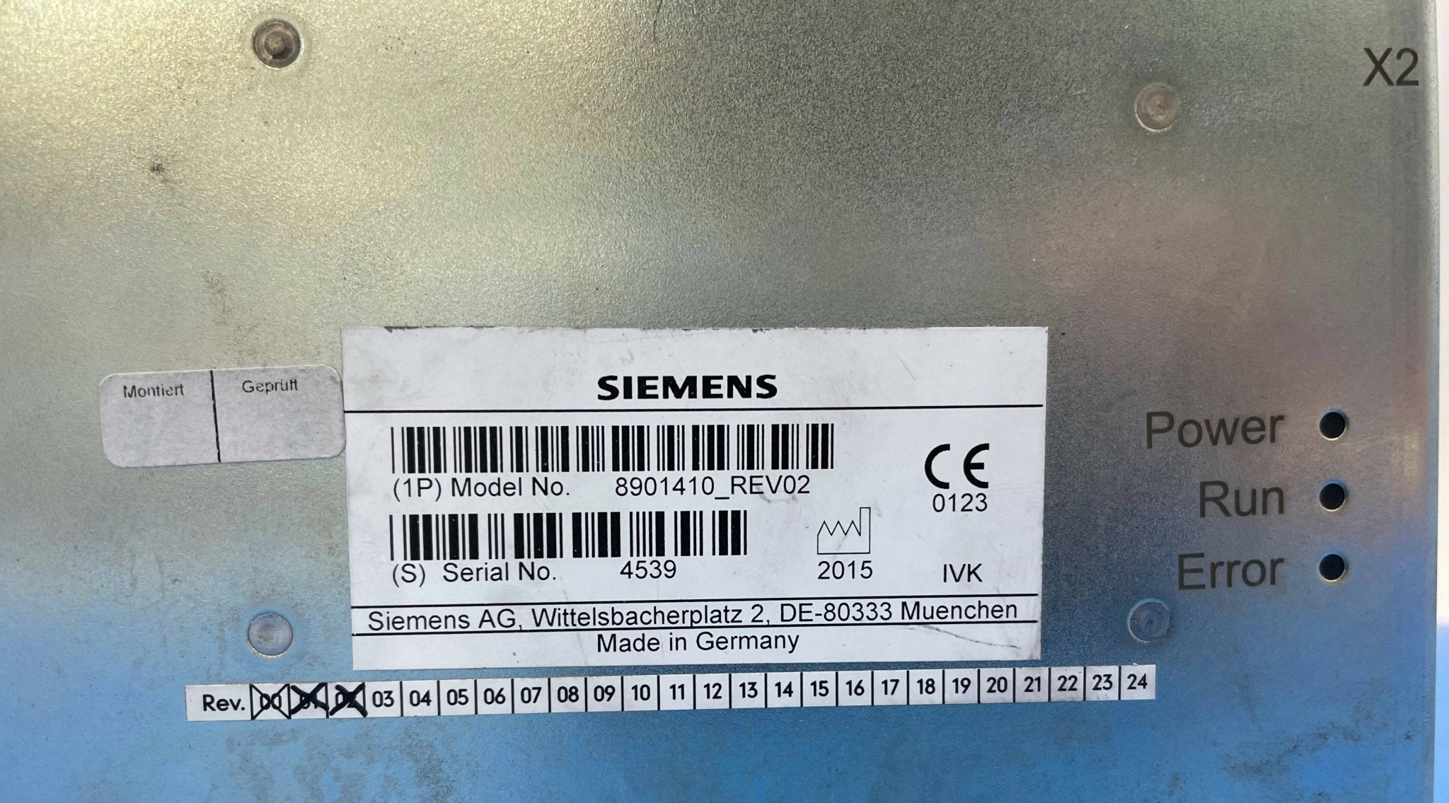PANEL CONTROL RIGHT (8901410/08901410 REV-02/01 SIEMENS