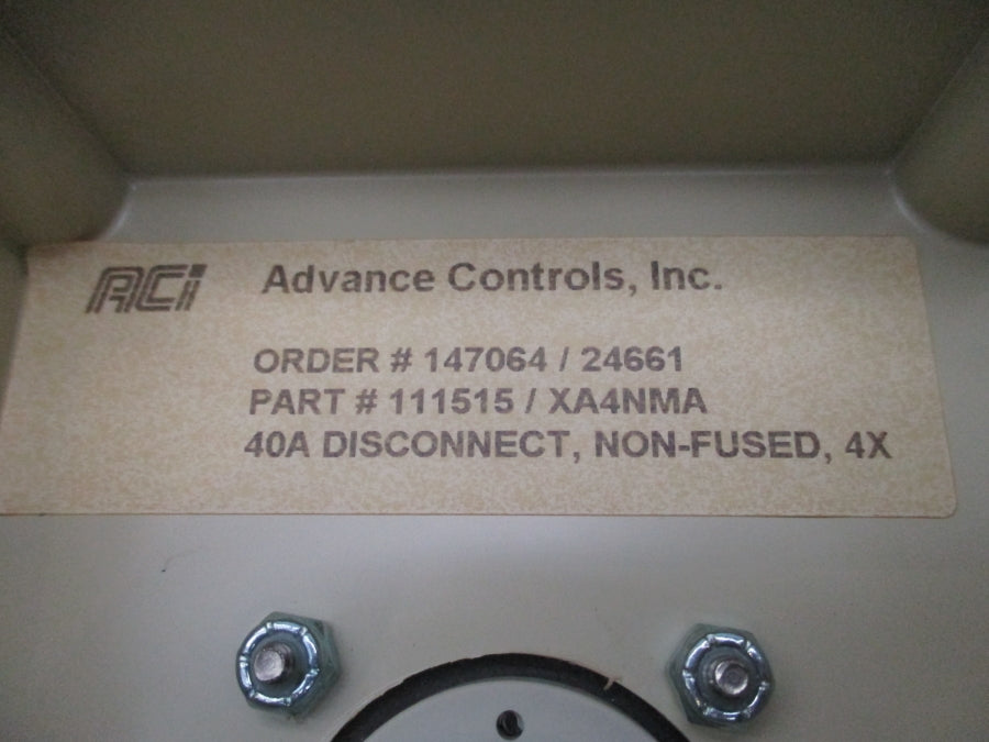 ADVANCE CONTROLS 111515/XA4NMA 40A UNMP