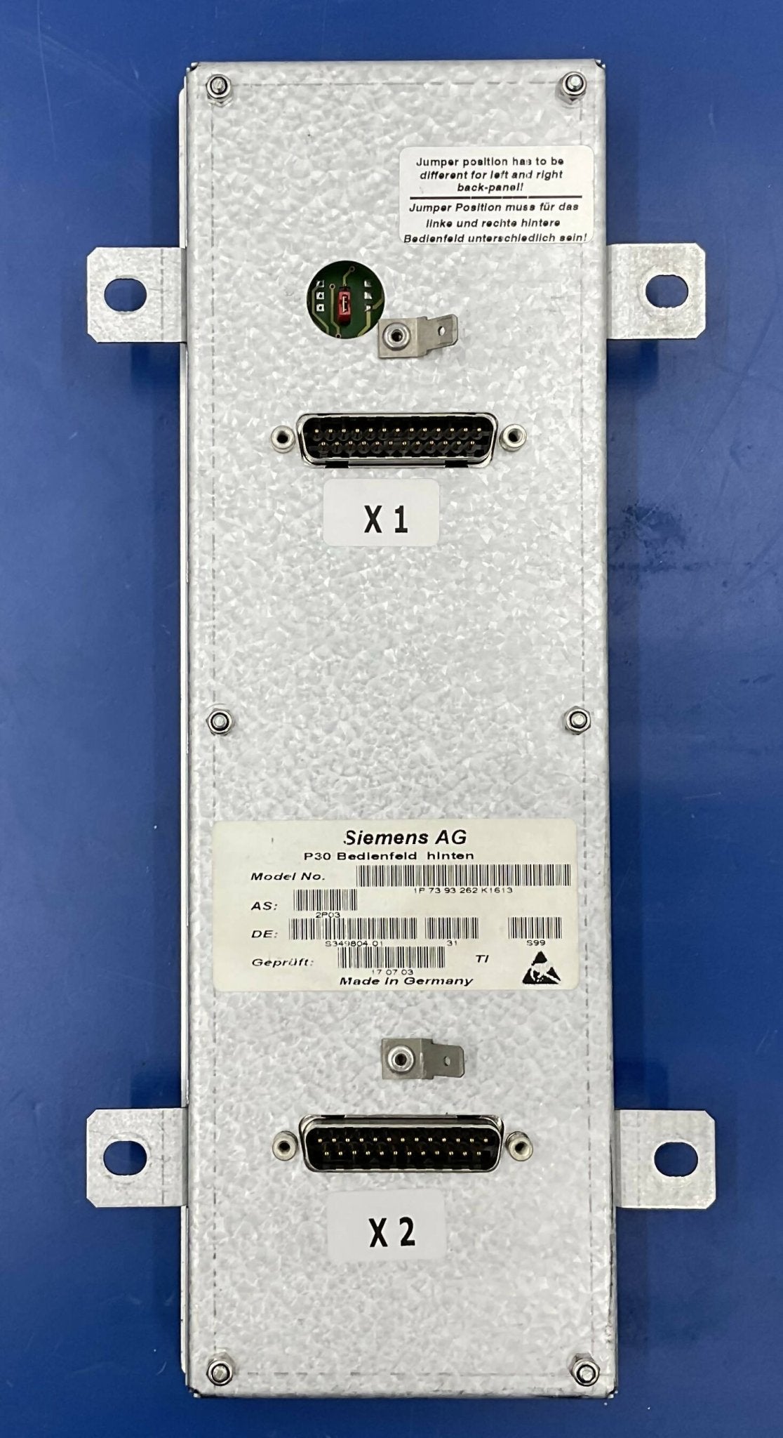 REAR CONTROL PANEL (07393262/7393262 SIEMENS