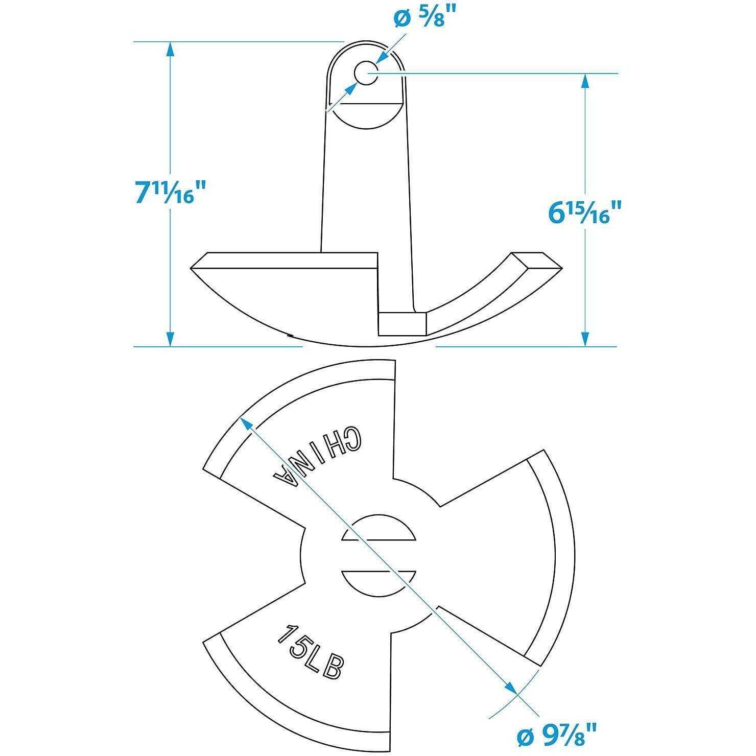Seachoice 41520 Black Vinyl Coated River Anchor, 20 lbs.