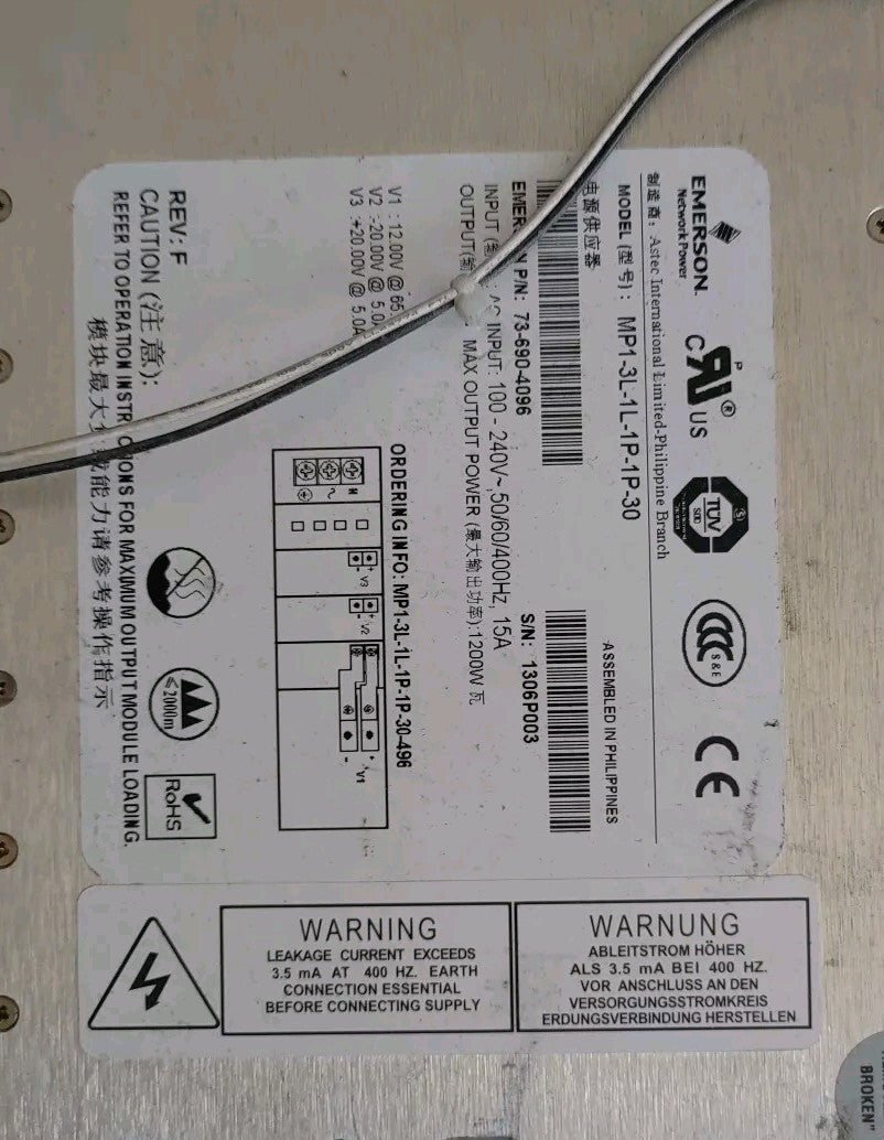 2x Emerson MVP SERIES MP1-3L-1L-1P-1P-30 ASTEC PSE2-230-H-072  P/N 73-690-4096|156505377490