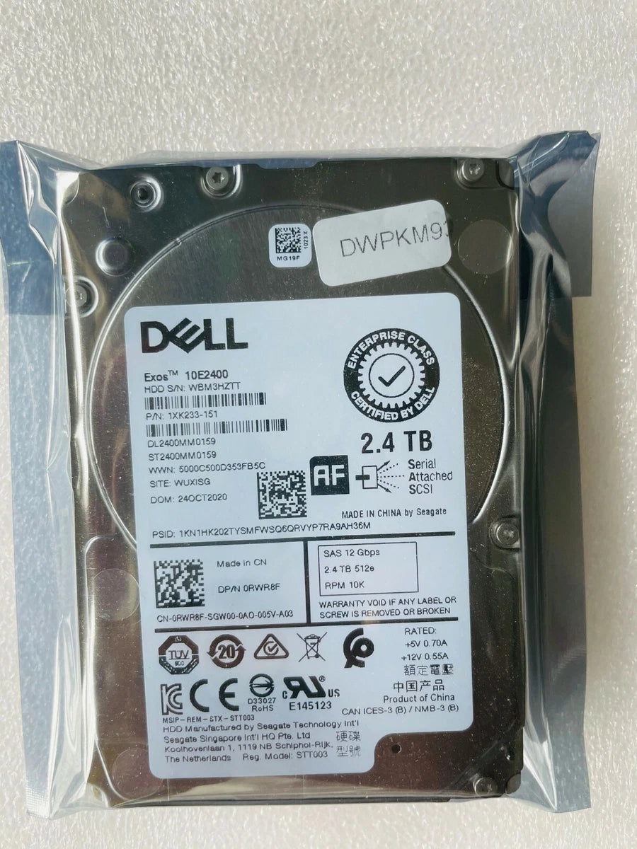 For Dell 2.4TB 10K SAS 2.5" 12Gbps HDD Hard Drive ST2400MM0159 RWR8F 0RWR8F |387176794201