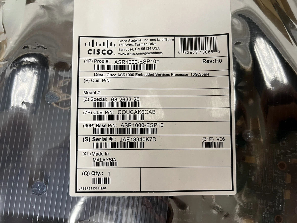 Cisco ASR1000-ESP10 10GB Embedded Services Control Processor Module|395205387700