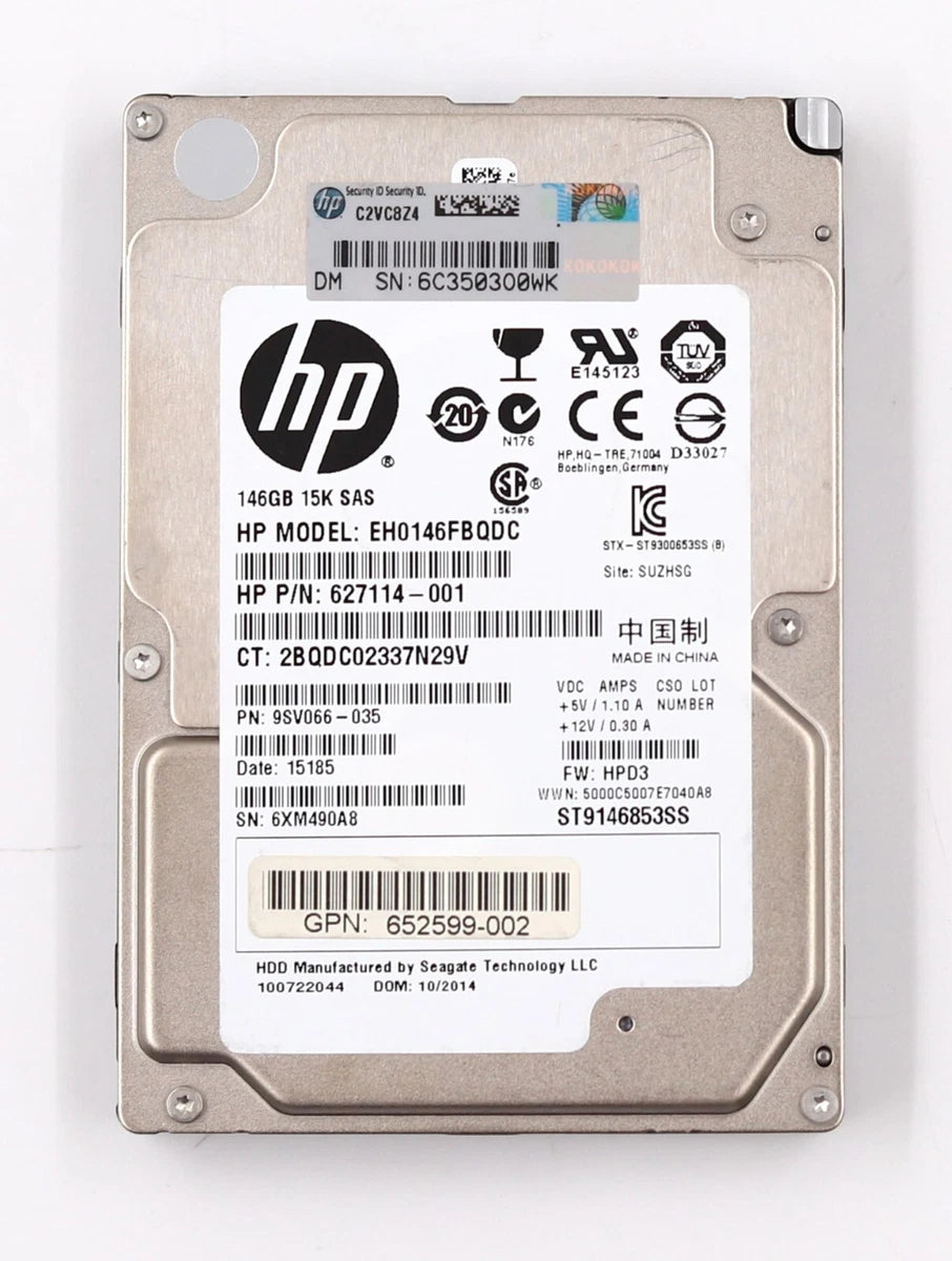 HP EH0146FBQDC 146GB 2.5" 6Gb/s 8MB 15K RPM SAS Hard Drive P/N:627114-001 Tested|375548036618