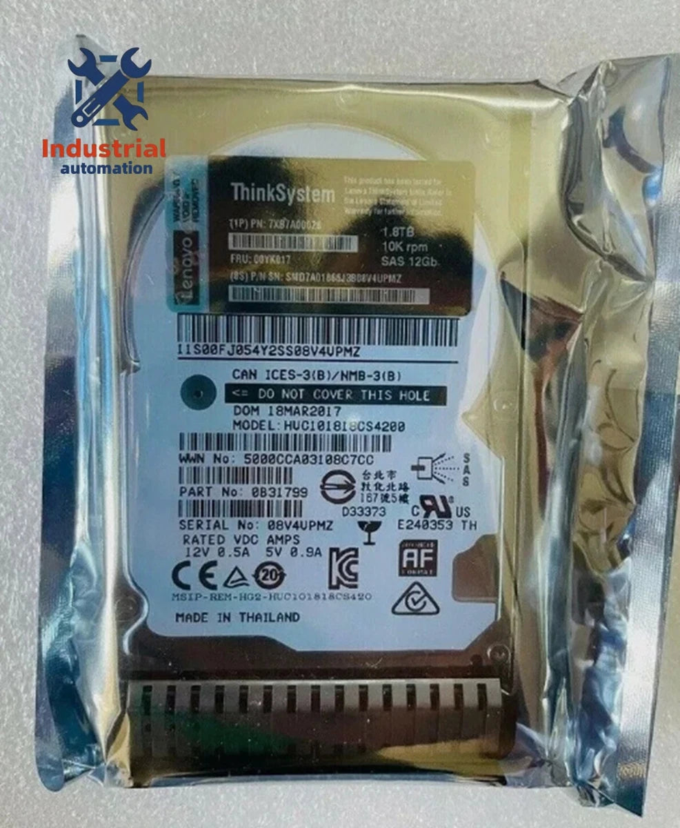 New Lenovo ThinkSystem 00YK017 7XB7A00028 2.5" 1.8TB 10K SAS 12G Hard Drive
