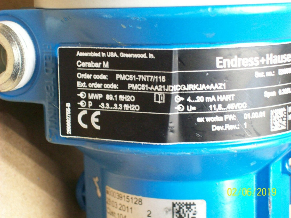 PMC51-AA21JD1CGJRKJA+AAZ1 ENDRESS + HAUSER PRESSURE TRANSMITTER CERABAR M