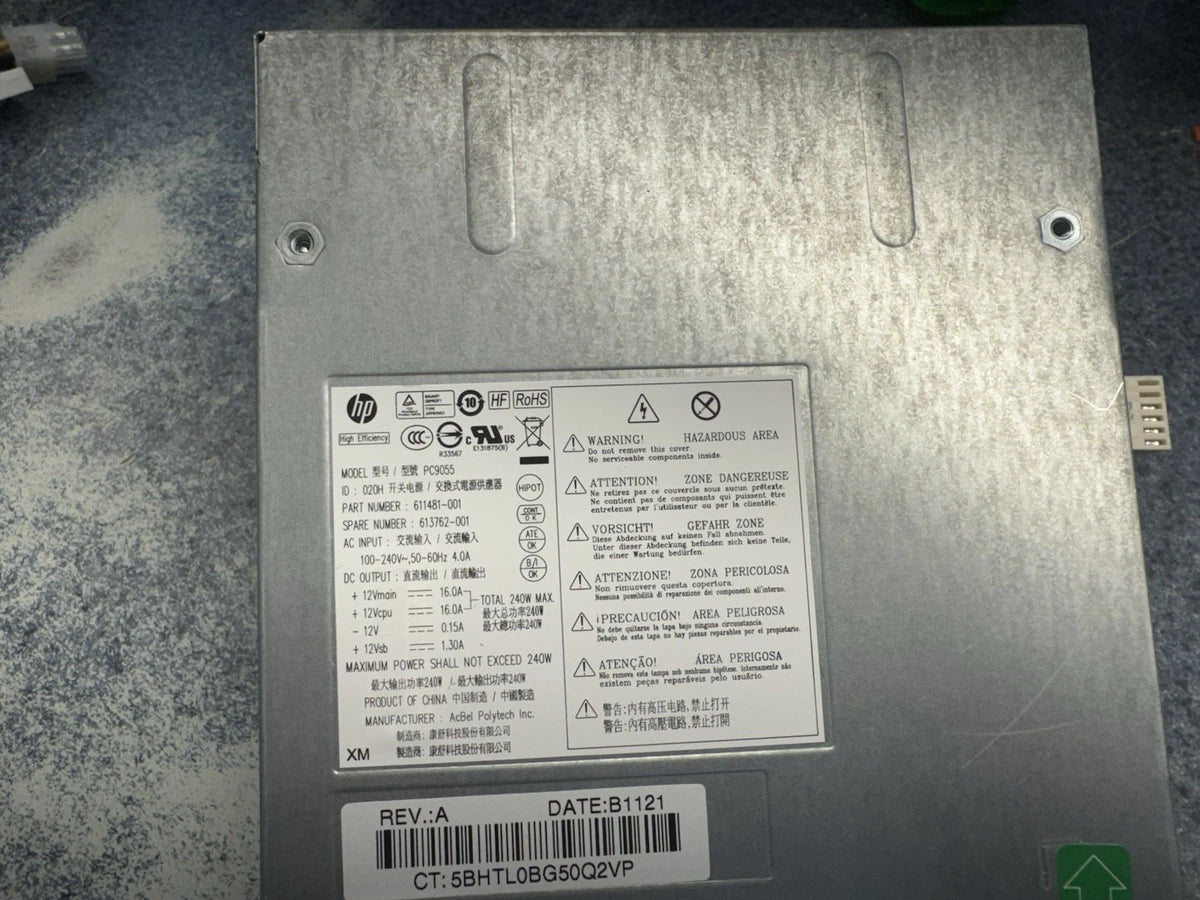 HP 240W 8000 8100 8200 8300 6200 6300 SFF Power Supply 611481-001 613762-001|326709158940