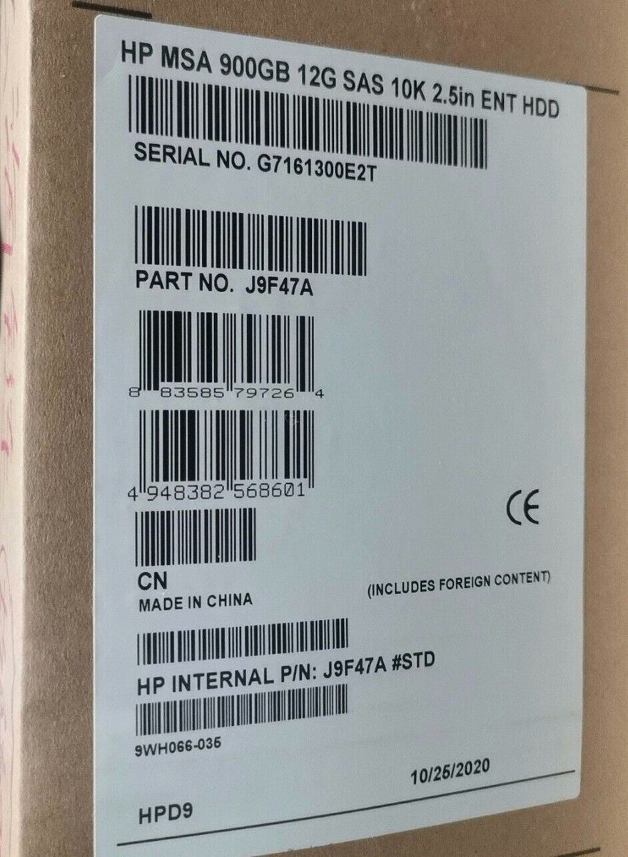 HPE 787647-001 900GB J9F47A 10K 2.5" 12G SAS MSA SFF ENT HDD Hard Drive|336128838104