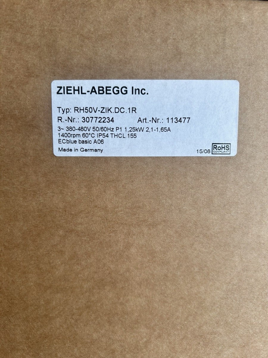 ZIEHL-ABEGG EC Blue Centrifugal Fan RH50V-ZIK.DC.1R|357773721310