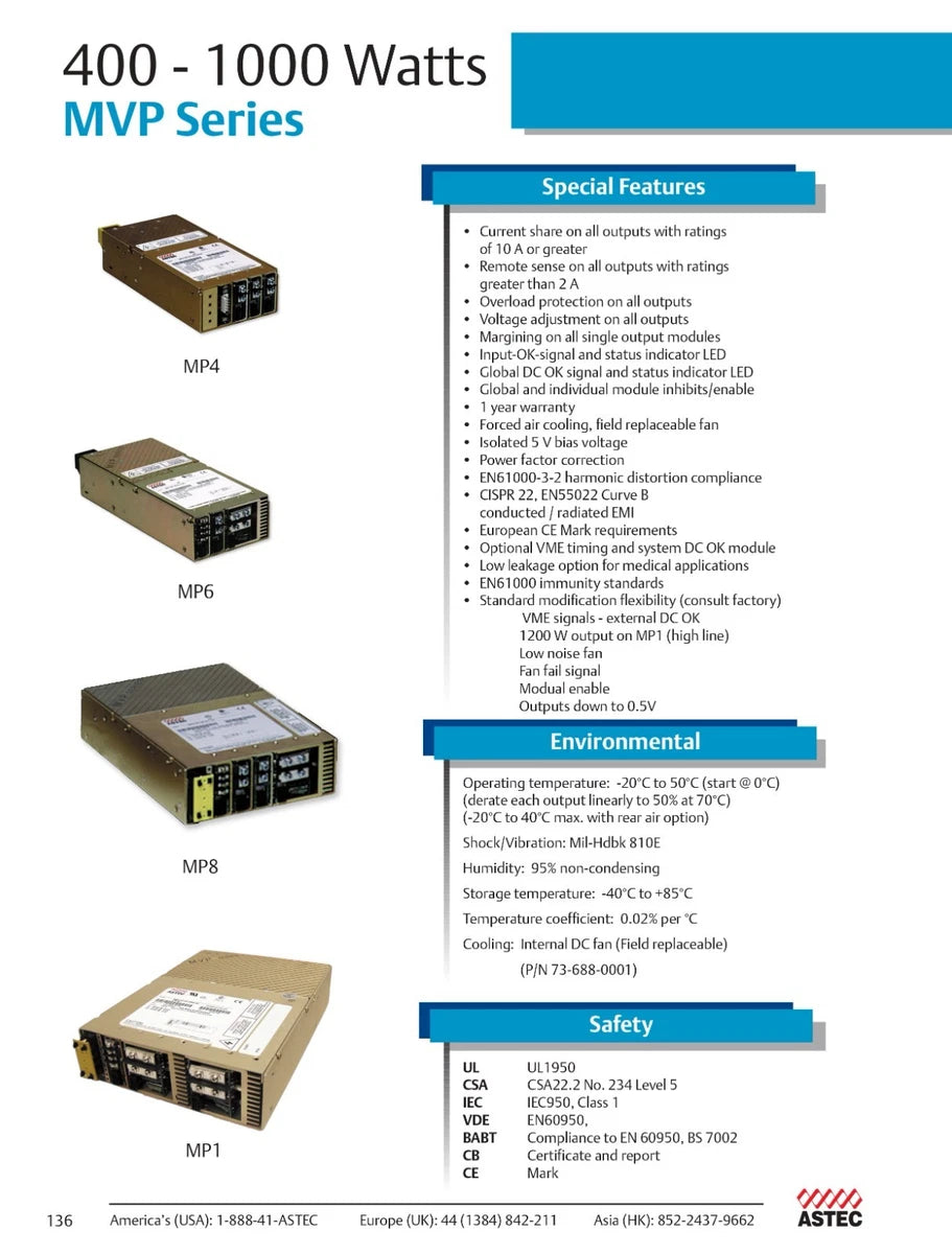 Astec Emerson MVP Series MP4-1D-1E-4LL-4NN-00 Modular Switching Power Supply|365769576845