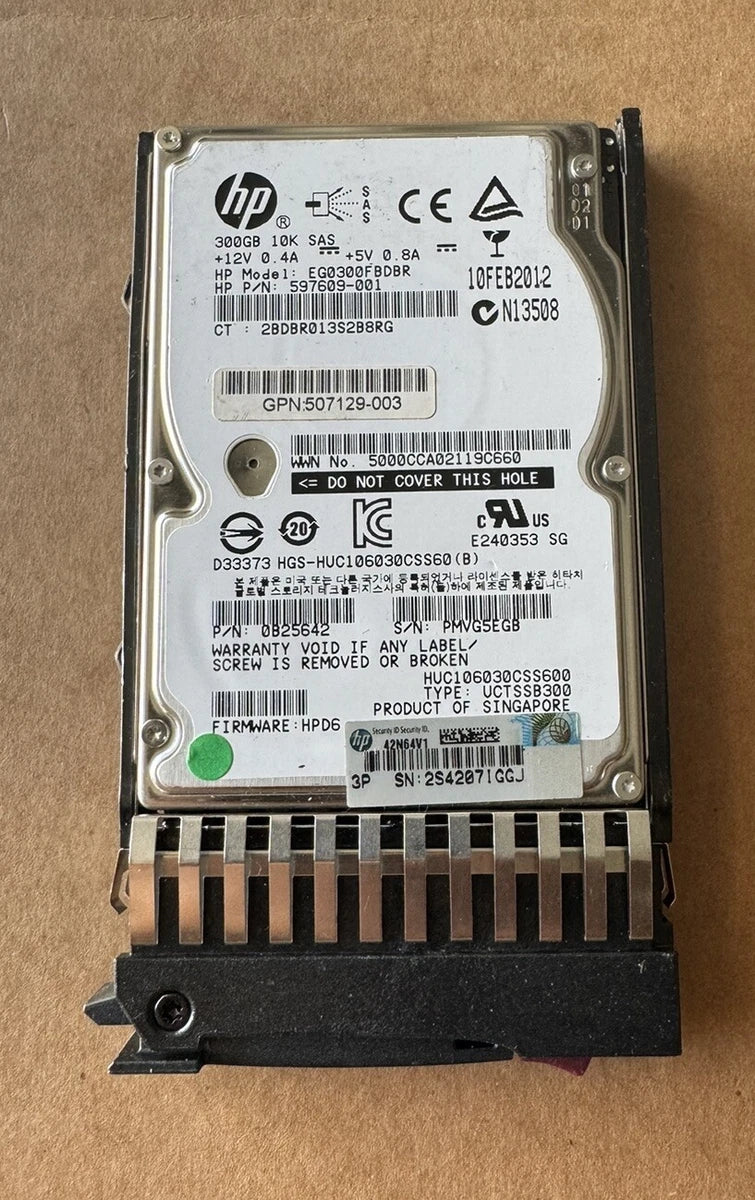 HP 300GB 10K 2.5 6G SAS DRIVE 507127-B21 507284-001 ST9300603SS |156284449374