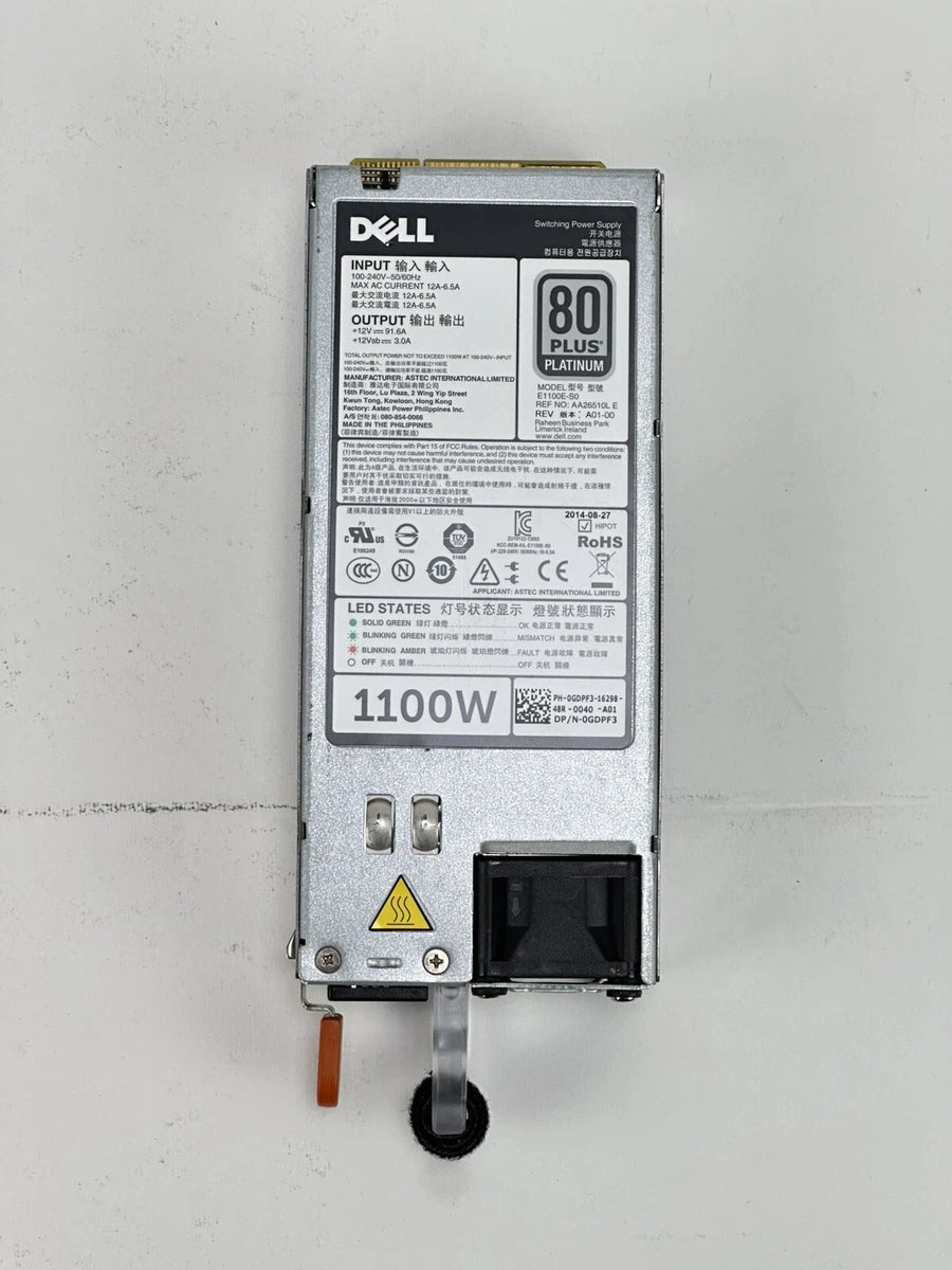 Dell PowerEdge 80 Plus Platinum 1100W Platinum Hot Swap Power Supply PSU 12G|187573984681