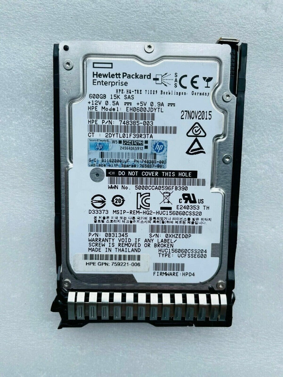 NEW HPE 759212-B21 759548-001 600GB 12G SAS 15K 2.5" ENT SC FACTORY SEALED HDD