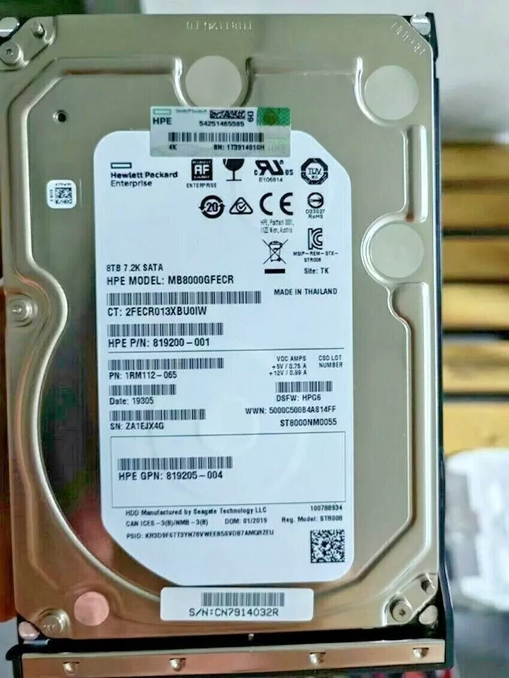 834028-B21 HPE 8TB SATA 6G 7.2K LFF LP 512E MULTI VENDOR HDD 834131-001