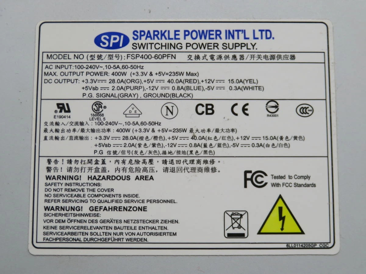 SPI FSP400-60PFN SWITCHING POWER SUPPLY T253862