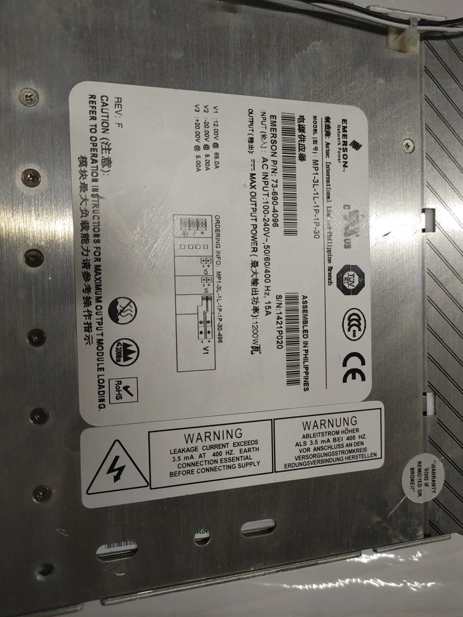 Emerson MVP SERIES MP1-3L-1L-1P-1P-30  P/N 73-690-4096 1200W Power Supply |156486016501