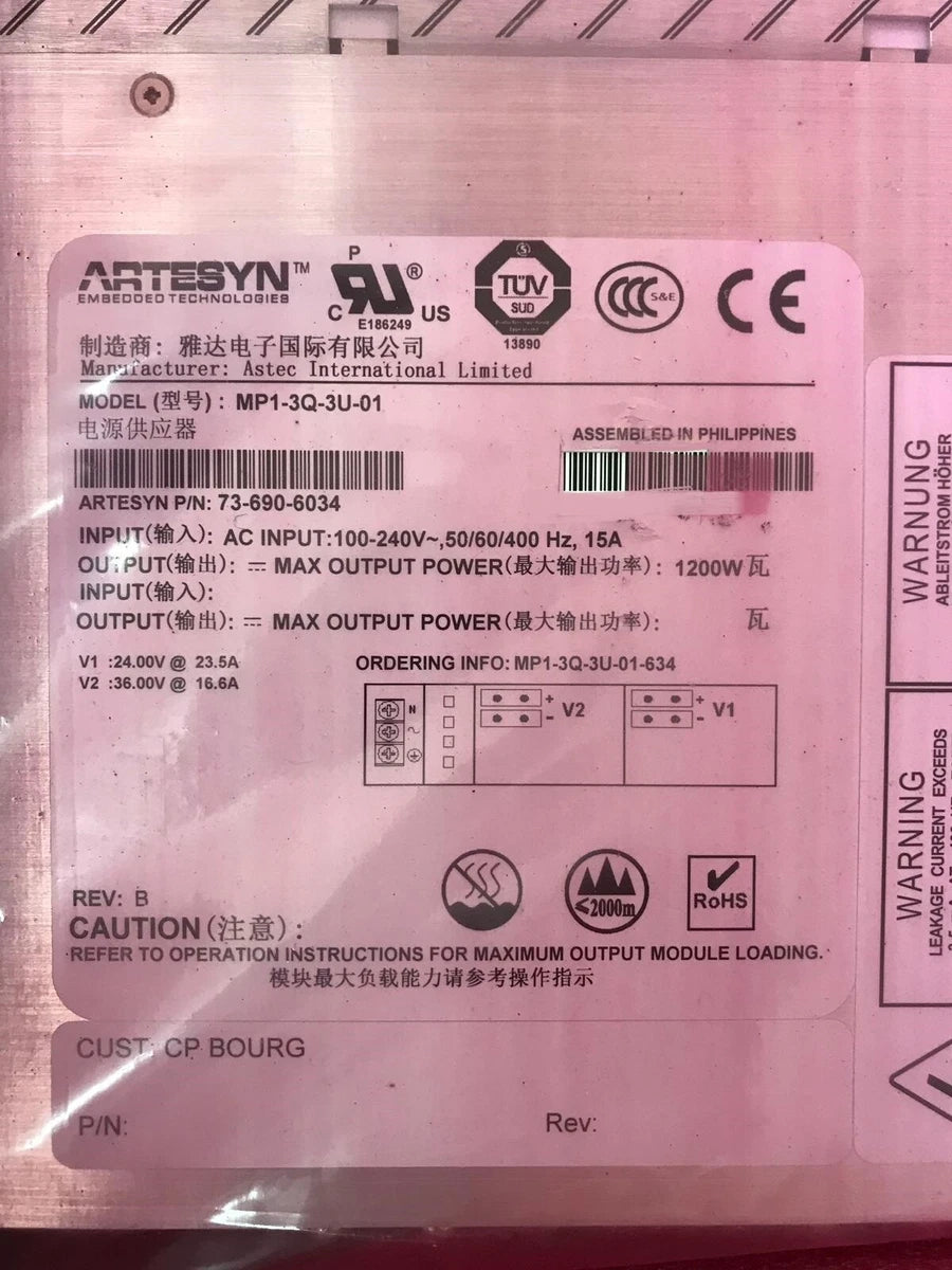 ✅ ASTEC ARTESYN POWER SUPPLY  1200W MP1-3Q-3U-01 73-690-6034 MVP SERIES|175304058756
