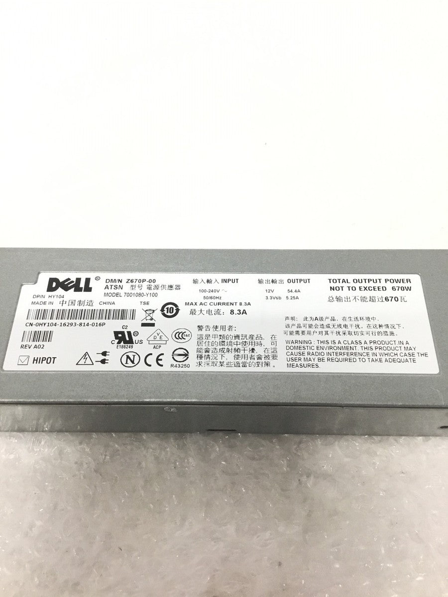 Lot 2 Dell Z670P-00 7001080-Y100 HY104 670W Power Supplies Tested Working QTY|389281540652