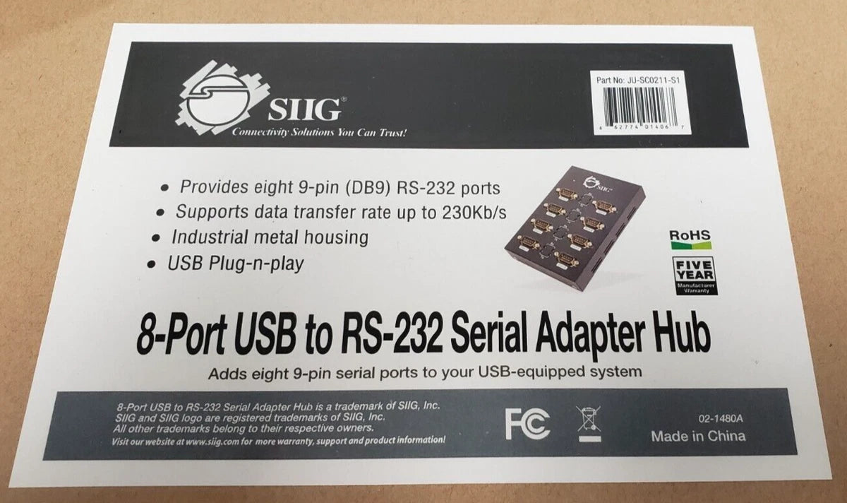 NEW Sealed SIIG 8-Port USB to RS-232 Serial Adapter Hub JU-SC0211-S1|295921064089