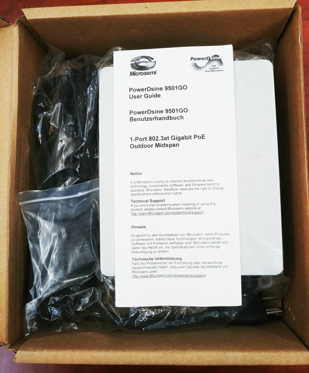 Microsemi New PD-9501GO/AC Outdoor Gigabit PoE Midspan, 60W, 802.3at, IP66, US