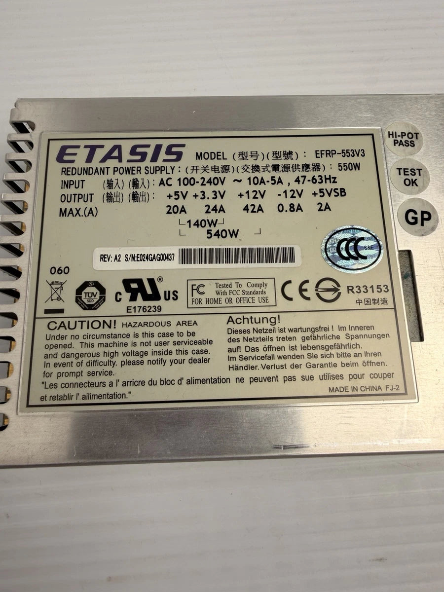 ETASIS 550W Power Supply EFRP‑553V1 Hot-Swap Redundant Server PSU Module|297991384599