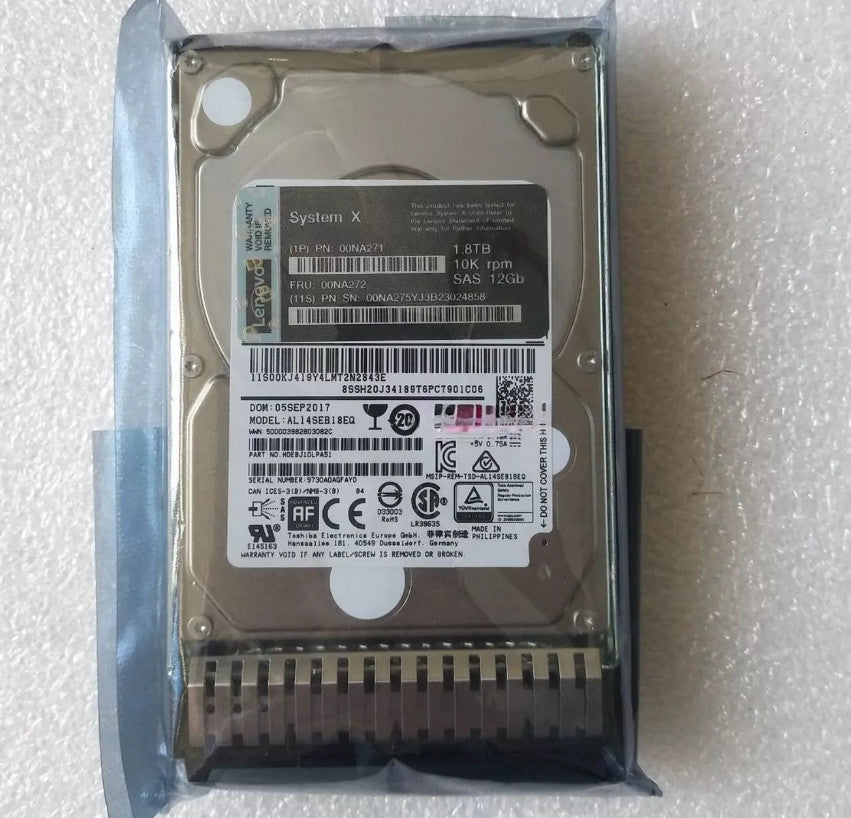 00NA271 00NA272 Lenovo 1.8TB 10K 12GBps SAS 2.5" G3HS 512e HDD Hard Drive|397043572288