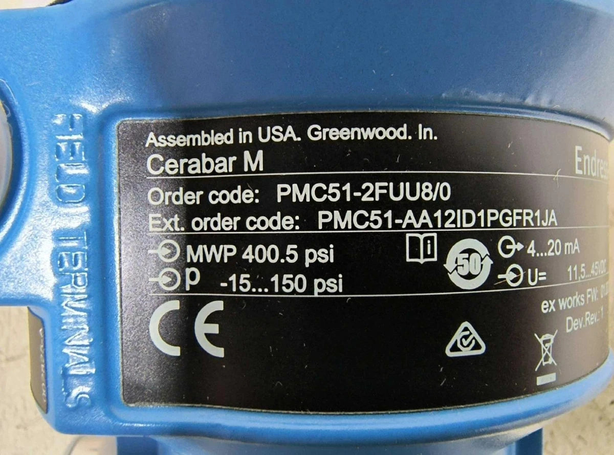 Endress Hauser Cerabar M Pressure Transducer PMC51-AA12ID1PGFR1JA 71086208|266469036438