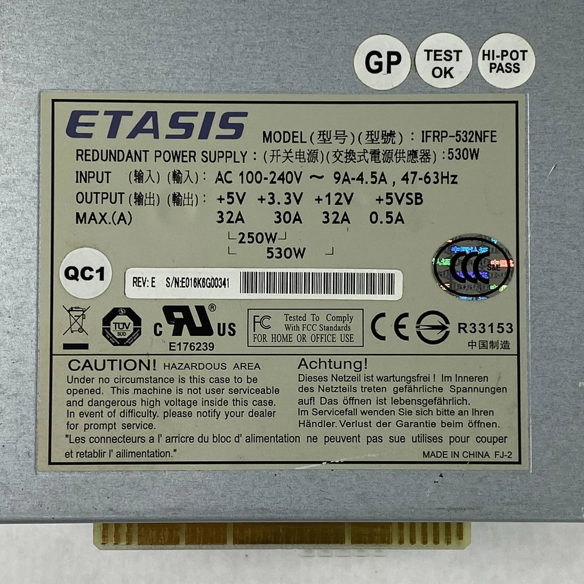 ETASIS IFRP-532NFE 100-240V 530W Power Supply|177390427442