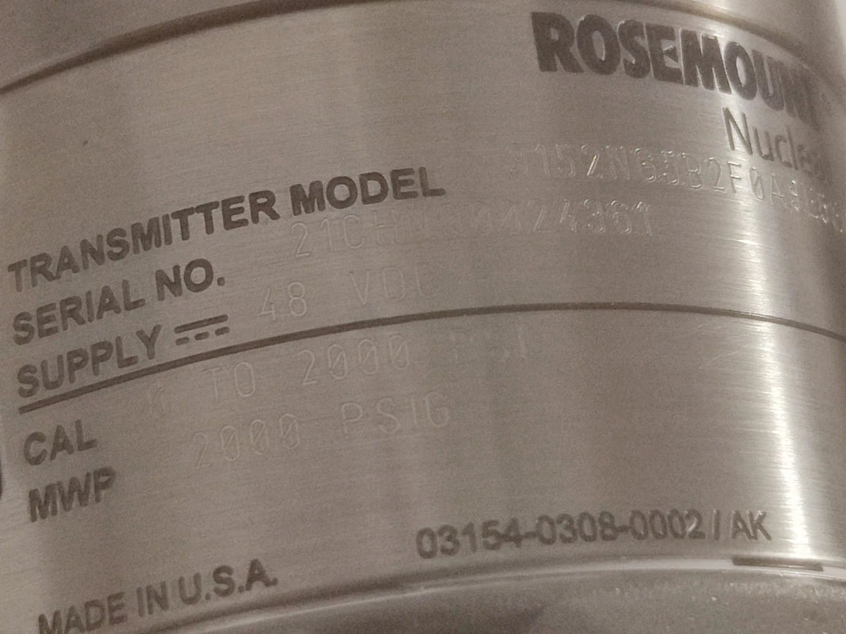 Rosemount 3152N Nuclear Differential Pressure Transmitter 0–2000 PSI 48VDC