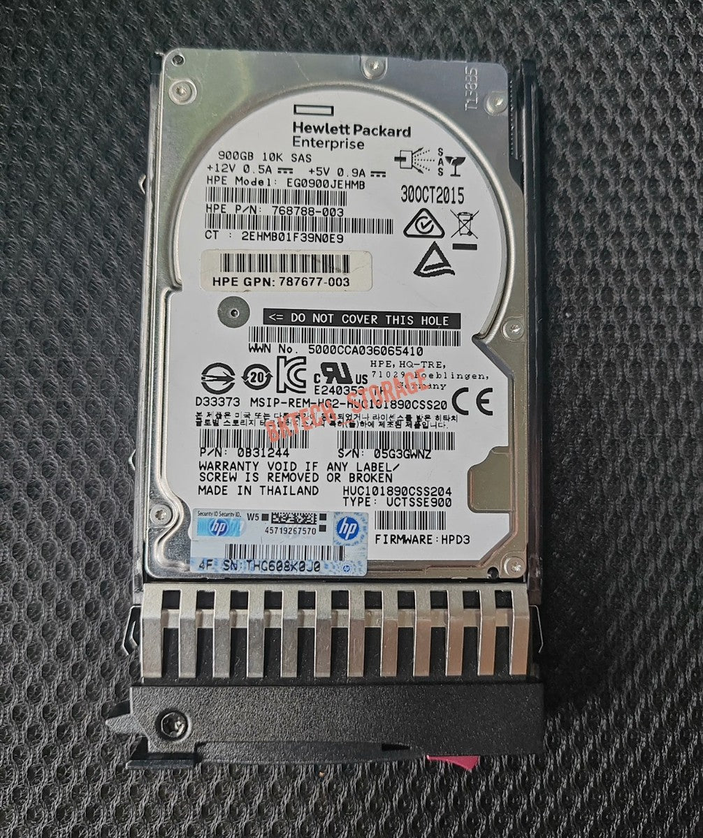 HPE 787647-001 900GB J9F47A 10K 2.5" 12G SAS MSA SFF ENT HDD Hard Drive|336128838104