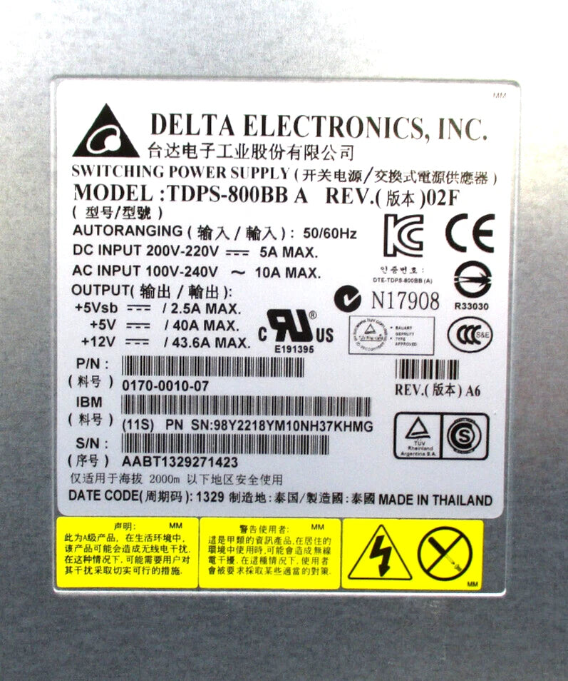 IBM TDPS-800BBA 800W Power Supply for EXP2512/EXP2524 P/N: 0170-0010-07 Tested|374944564457