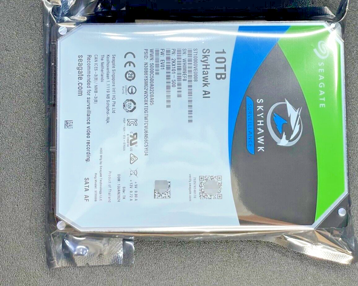 Seagate 10TB ST10000VE0008 SkyHawk AI SATAIII 3.5" 256MB Internal Hard Drive