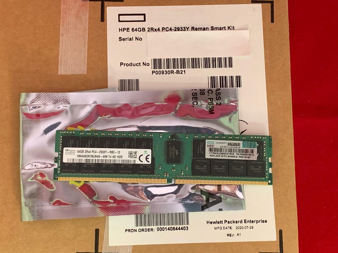 P00930-B21 P06192-001 P03053-0A1 HPE 64GB 2Rx4 PC4-2933Y Smart Memory RENEW*****