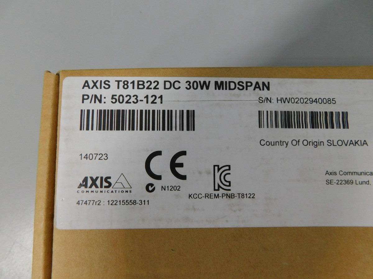 AXIS Video Cameras - T81B22 DC 30W MIDSPAN PoE 5023-121 B79 NEW SEALED|326675783505
